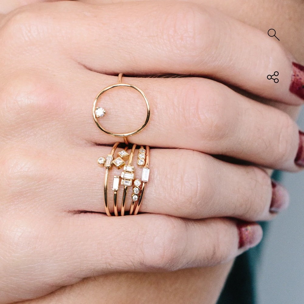 💍Zoe Chicco 14k Solid Gold Tiny Diamond Bezel Open Ring (retail $565)